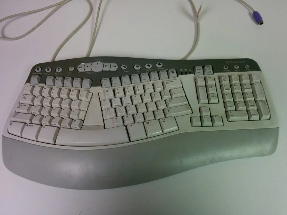 Well-used Microsoft Natural MultiMedia keyboard